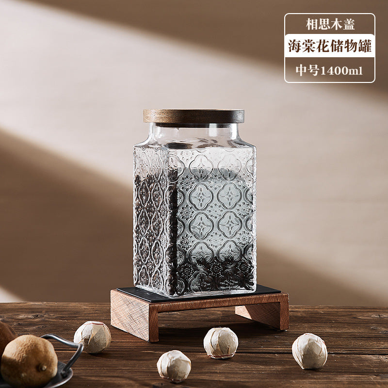 Begonia flower retro glass sealed jar