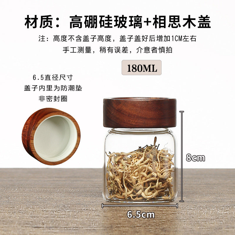 Acacia Wood High Borosilicate Glass Thread Seal Jar