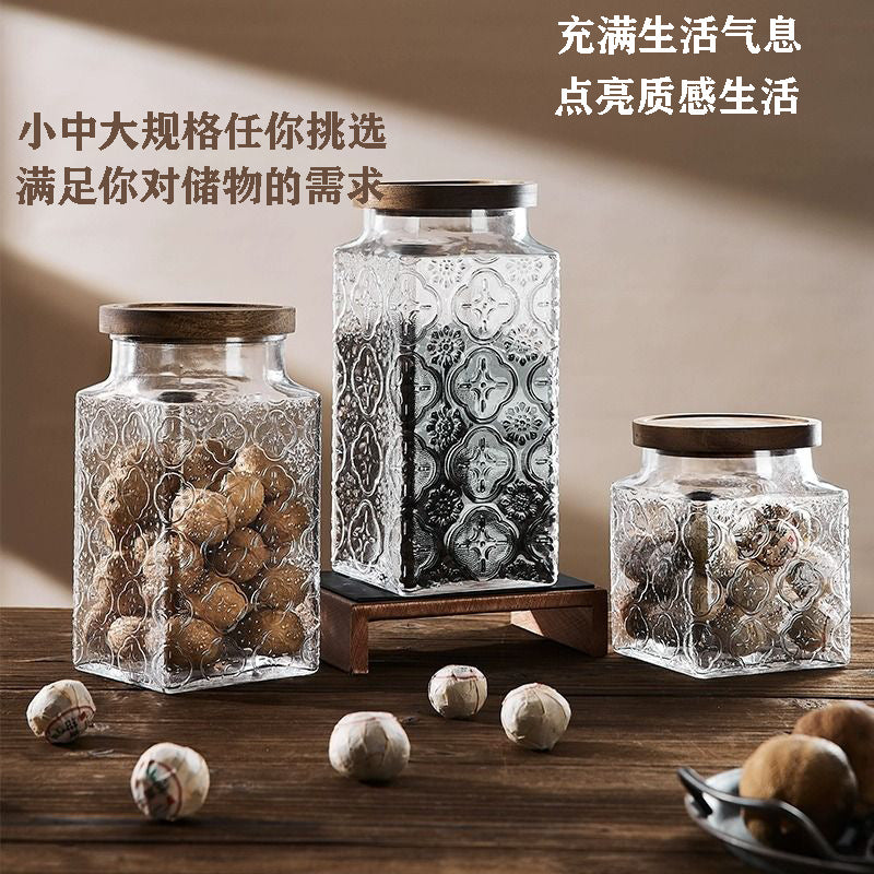 Begonia flower retro glass sealed jar