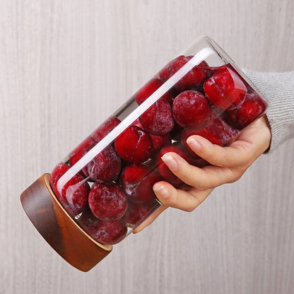 Acacia Wood High Borosilicate Glass Thread Seal Jar