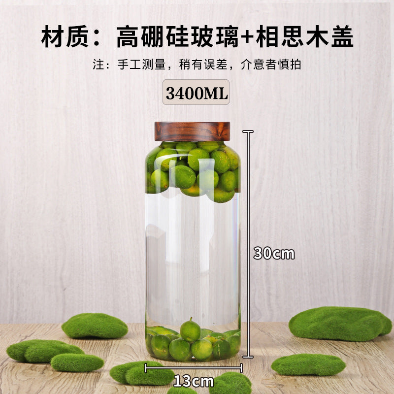 Acacia Wood High Borosilicate Glass Thread Seal Jar