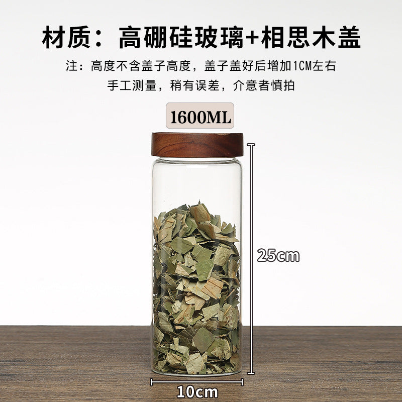 Acacia Wood High Borosilicate Glass Thread Seal Jar
