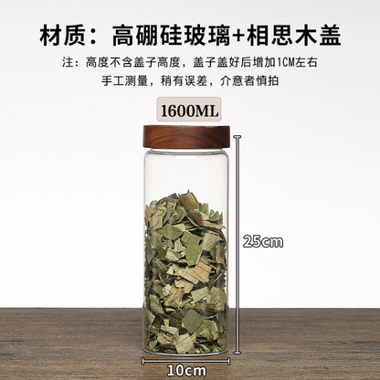 Acacia Wood High Borosilicate Glass Thread Seal Jar