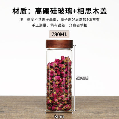 Acacia Wood High Borosilicate Glass Thread Seal Jar