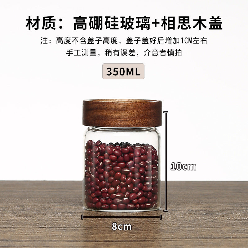 Acacia Wood High Borosilicate Glass Thread Seal Jar
