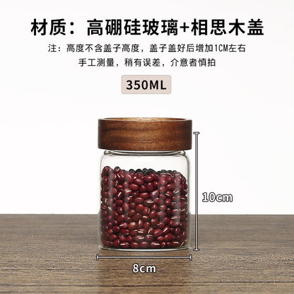 Acacia Wood High Borosilicate Glass Thread Seal Jar